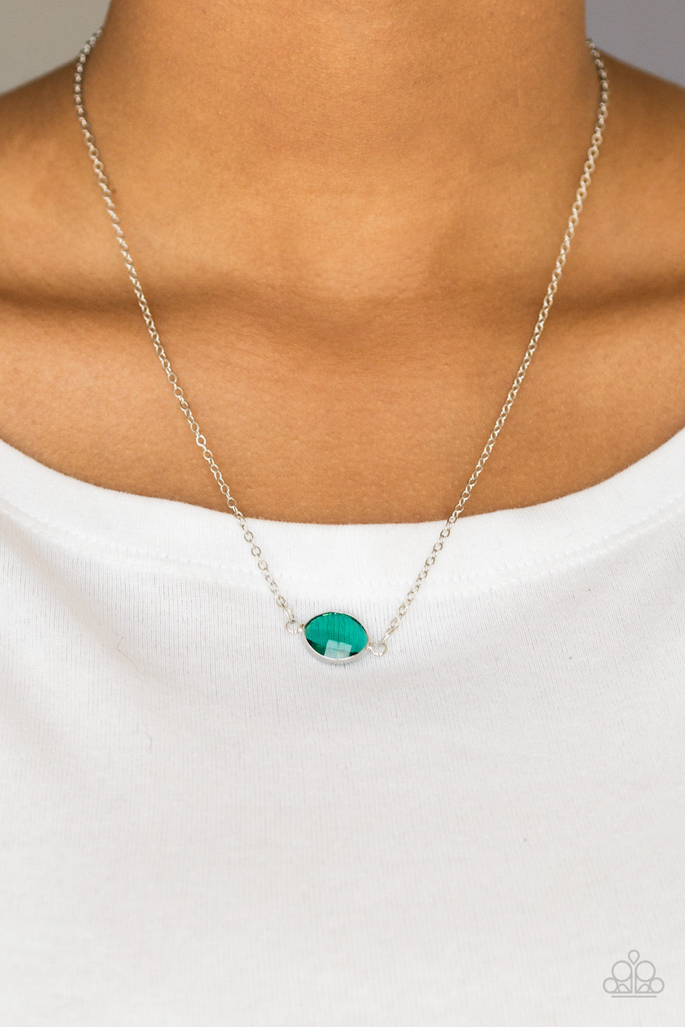 Paparazzi Fashionably Fantabulous - Green Gem - Necklace and matching Earrings - $5 Jewelry With Ashley Swint