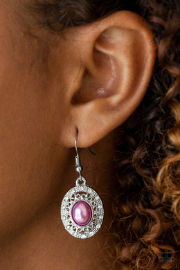 Paparazzi Good LUXE To You! - Purple Bead - Silver Ornate - White Rhinestones - Earrings - $5 Jewelry With Ashley Swint