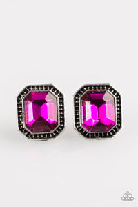 Paparazzi Grand GLAM - Pink Rhinestone - Post Earrings - $5 Jewelry With Ashley Swint