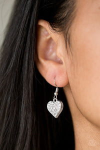 Paparazzi Harvard Hearts - White Rhinestones - Heart Necklace & Earrings - $5 Jewelry With Ashley Swint