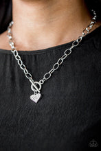 Load image into Gallery viewer, Paparazzi Harvard Hearts - White Rhinestones - Heart Necklace &amp; Earrings - $5 Jewelry With Ashley Swint