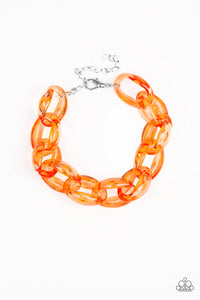 Paparazzi Ice Ice Baby - Orange Acrylic - Bracelet - $5 Jewelry With Ashley Swint
