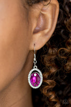 Load image into Gallery viewer, Paparazzi Imperial SHINE-ness - Pink Gem - White Rhinestones - Silver Earrings - $5 Jewelry With Ashley Swint