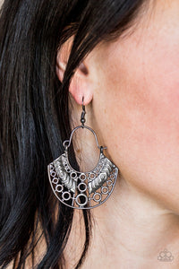 Paparazzi Indigenous Idol - Black Gunmetal - Earrings - $5 Jewelry With Ashley Swint
