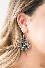 Load image into Gallery viewer, Paparazzi Malibu Musical - Orange Rhinestones - Silver Hoop Earrings - $5 Jewelry With Ashley Swint