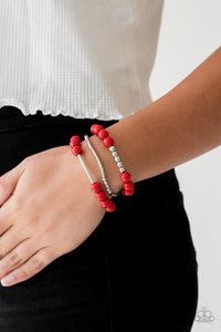 Paparazzi New Adventures - Red - Set of 3 Stretchy Band - Bracelets - $5 Jewelry with Ashley Swint