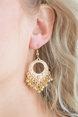 Paparazzi On A Wing And A PRAIRIE - Gold - Ornate Beaded Fringe - Earrings - $5 Jewelry With Ashley Swint