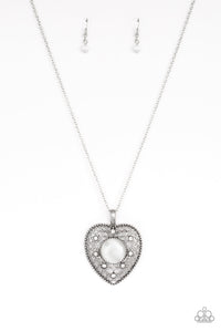 Paparazzi One Heart - White Moonstone - Necklace & Earrings - $5 Jewelry With Ashley Swint