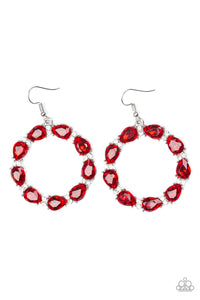 Paparazzi Ring Around The Rhinestones - Red Gems - Hoop Earrings - $5 Jewelry With Ashley Swint