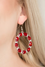 Load image into Gallery viewer, Paparazzi Ring Around The Rhinestones - Red Gems - Hoop Earrings - $5 Jewelry With Ashley Swint