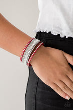 Load image into Gallery viewer, Paparazzi Rock Star Rocker - Red - White Rhinestones - Wrap / Snap Bracelet - $5 Jewelry With Ashley Swint