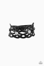Load image into Gallery viewer, Paparazzi Runaway Radiance - Black Leather - White Rhinestones - Wrap Bracelet - $5 Jewelry With Ashley Swint