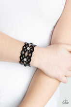 Load image into Gallery viewer, Paparazzi Runaway Radiance - Black Leather - White Rhinestones - Wrap Bracelet - $5 Jewelry With Ashley Swint