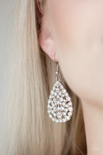 Load image into Gallery viewer, Paparazzi Sparkle Brighter - White - Rhinestones - Teardrop Earrings - $5 Jewelry With Ashley Swint
