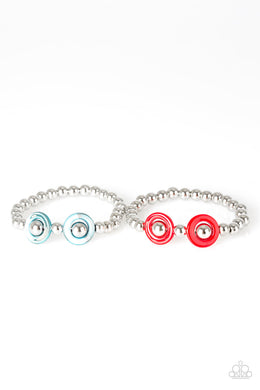 Paparazzi Starlet Shimmer Girls Bracelets - 10 - Silver Beads - Purple, Red & Blue Circles - $5 Jewelry With Ashley Swint