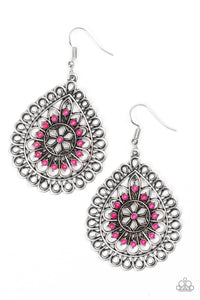 Paparazzi Sweet As Spring - Pink Beads - Silver Earrings - $5 Jewelry With Ashley Swint