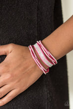 Load image into Gallery viewer, Paparazzi Taking Care Of Business - Pink Suede - Braided Rhinestones - Double Wrap Bracelet - $5 Jewelry With Ashley Swint