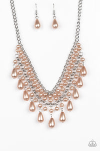 Paparazzi The Guest List - Brown - Necklace and matching Earrings - $5 Jewelry With Ashley Swint