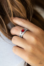 Load image into Gallery viewer, Paparazzi The Insider - Red - and White Rhinestones - Dainty Silver Ring - $5 Jewelry With Ashley Swint