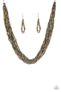Paparazzi The Speed of STARLIGHT - Multi - Brass and Gunmetal Seed Beads - Necklace & Earrings - $5 Jewelry With Ashley Swint