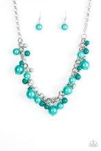 Load image into Gallery viewer, Paparazzi The Upstater - Green Pearls - Silver Beads - Necklace and matching Earrings - $5 Jewelry With Ashley Swint