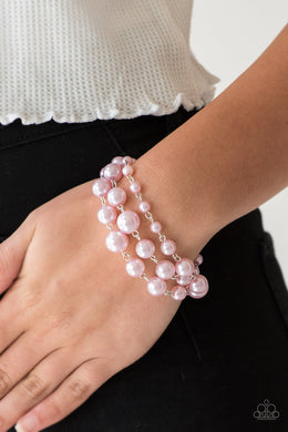 Paparazzi Until The End Of TIMELESS - Pink Pearls - 3 Strands - Adjustable Bracelet - $5 Jewelry With Ashley Swint