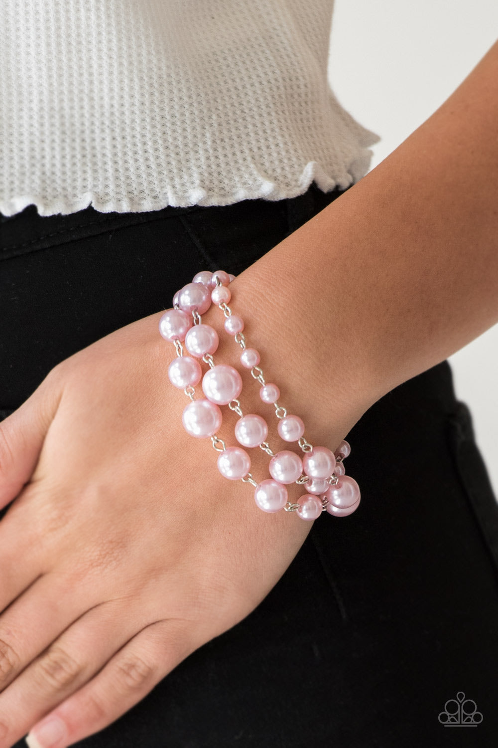 Paparazzi Until The End Of TIMELESS - Pink Pearls - 3 Strands - Adjustable Bracelet - $5 Jewelry With Ashley Swint