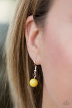 Load image into Gallery viewer, Paparazzi Viva Vivacious - Yellow Bead - Silver Hammered Textures - Necklace &amp; Earrings - $5 Jewelry With Ashley Swint