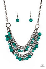 Load image into Gallery viewer, Paparazzi Watch Me Now - Green Beading - Gunmetal Chain Necklace and matching Earrings - $5 Jewelry With Ashley Swint