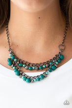 Load image into Gallery viewer, Paparazzi Watch Me Now - Green Beading - Gunmetal Chain Necklace and matching Earrings - $5 Jewelry With Ashley Swint