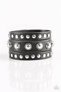 Paparazzi Win Your Spurs - Black Leather - Bracelet - $5 Jewelry With Ashley Swint