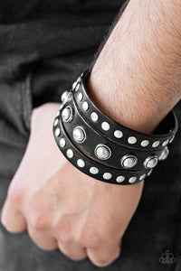 Paparazzi Win Your Spurs - Black Leather - Bracelet - $5 Jewelry With Ashley Swint