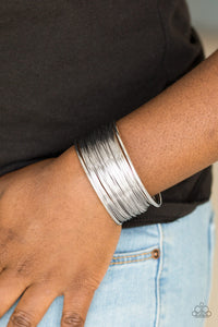 Paparazzi Wire Warrior - Silver - Wire Wraps Back & Forth - Bold Industrial - Cuff Bracelet - $5 Jewelry with Ashley Swint