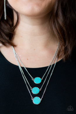 Paparazzi CEO of Chic - Blue Turquoise Stones - Silver Necklace and matching Earrings - $5 Jewelry With Ashley Swint