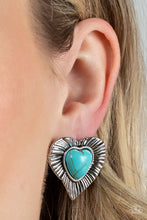 Load image into Gallery viewer, Paparazzi Rustic Romance - Blue - Post Heart Earring