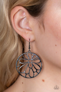 Paparazzi Glowing Glades - Black - Floral Earring