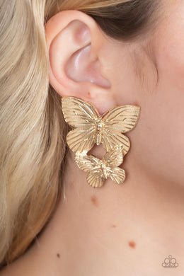 Paparazzi Blushing Butterflies - Gold - Earrings