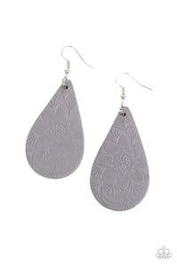 Paparazzi Subtropical Seasons - Silver - Leather Teardrop Earrings