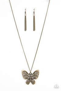 Paparazzi Butterfly Boutique - Brass - Necklace & Earrings
