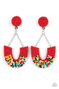 Paparazzi Make it RAINBOW - Red - Seed Bead Earrings