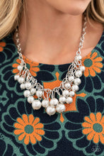 Load image into Gallery viewer, Paparazzi Powerhouse Pose - White - Necklace &amp; Earrings - Life of the Party Exclusive February 2022 - $5 Jewelry with Ashley Swint