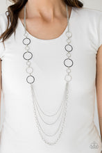 Load image into Gallery viewer, Paparazzi Industrial Circus - Black - Shiny Silver Hoops - Silver Chain Necklace and matching Earrings - $5 Jewelry With Ashley Swint