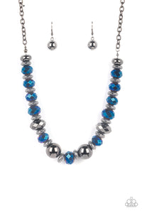 Paparazzi Interstellar Influencer - Blue - Necklace & Earrings - Life of the Party Exclusive May 2022