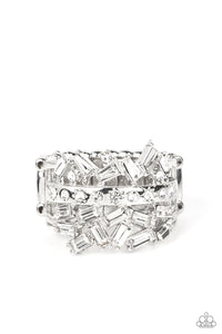 Paparazzi Scattered Sensation - White - Ring - Life of the Party Exclusive April 2022