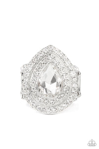 Paparazzi Icy Indulgence - White - Ring - Life of the Party Exclusive May 2022