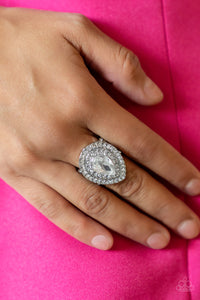 Paparazzi Icy Indulgence - White - Ring - Life of the Party Exclusive May 2022