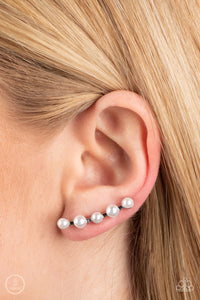 Paparazzi Drop-Top Attitude - White - Ear Crawler Earrings