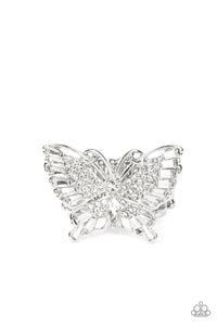 Paparazzi Fearless Flutter - White - Ring - Life of the Party Exclusive - June 2022