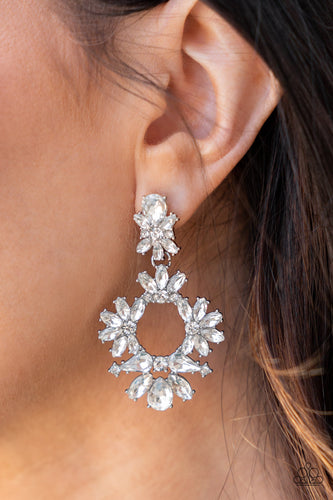 Paparazzi Leave them Speechless - White - Earrings - Life of the Party Exclusive - June 2022