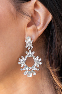 Paparazzi Leave them Speechless - White - Earrings - Life of the Party Exclusive - June 2022